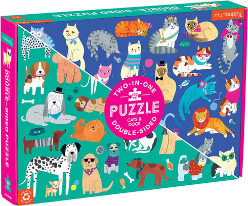 CATS & DOGS 100 PIECE DOUBLE-SIDED JIGSAW PUZZLE - JONES. REBECCA