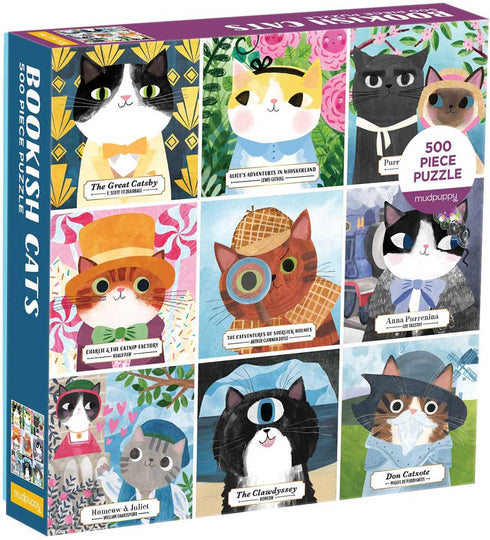 BOOKISH CATS 500 PIECE JIGSAW PUZZLE - MUDPUPPY