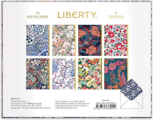 LIBERTY FLORAL GREETING ASSORTMENT NOTECARD SET - GALISON; LIBERTY LONDON