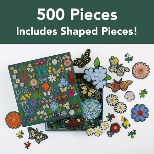 BUTTERFLY BOTANICA 500 PIECE JIGSAW PUZZLE WITH SHAPED PIECES - HERRERA. DIANA B