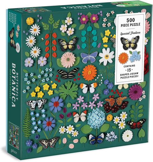 BUTTERFLY BOTANICA 500 PIECE JIGSAW PUZZLE WITH SHAPED PIECES - HERRERA. DIANA B