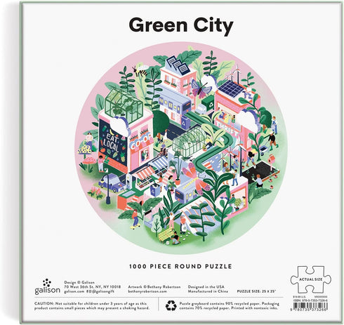 GREEN CITY 1000 PIECE ROUND JIGSAW PUZZLE - ROBERTSON. BETHANY