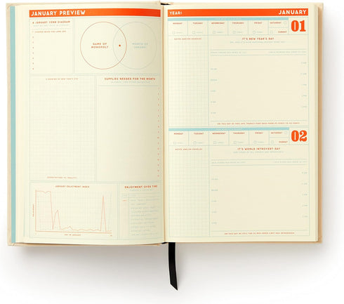 BIG PLANS UNDATED STANDARD PLANNER - BRASS MONKEY; GALISON