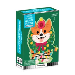 CHRISTMAS CORGI 48 PIECE SCRATCH & SNIFF MINI JIGSAW PUZZLE - NASSNER. ALYSSA