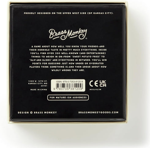 OVERRATED/UNDERRATED SOCAIL GAME - BRASS MONKEY