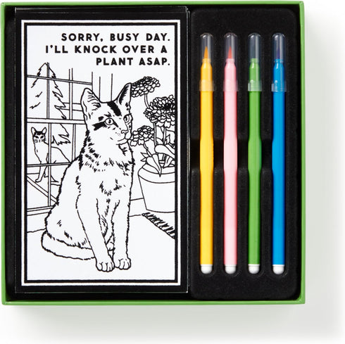 MOODY CATS VELVET COLORING SET - BRASS MONKEY