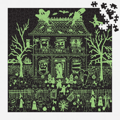 HAUNTED HOUSE 500 PIECE GLOW IN THE DARK JIGSAW PUZZLE - STORRINGS. MICHAEL