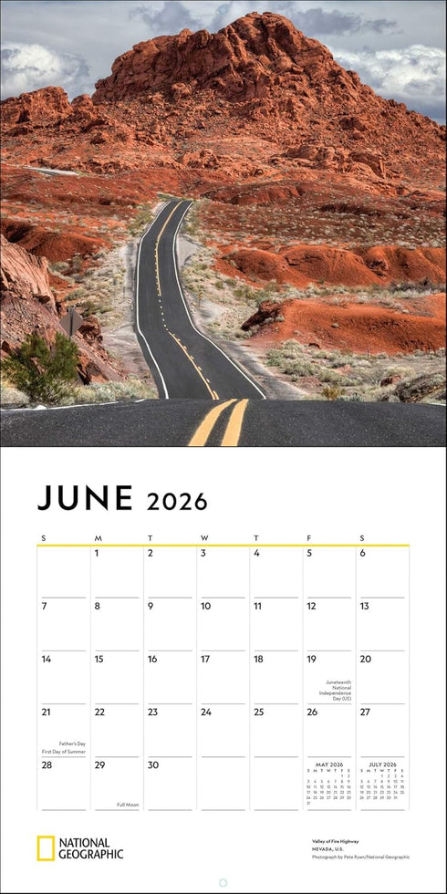 NATIONAL GEOGRAPHIC: AMERICA'S GREAT ROAD TRIPS 2026 WALL CALENDAR