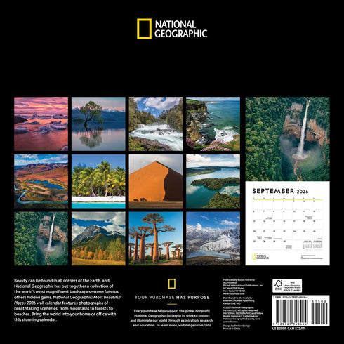 NATIONAL GEOGRAPHIC: MOST BEAUTIFUL PLACES 2026 WALL CALENDAR