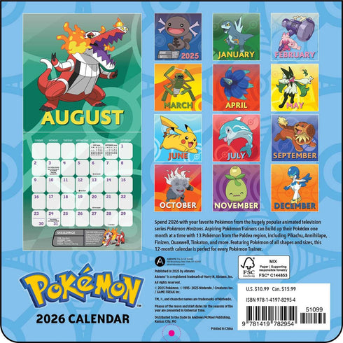 POKÉMON 2026 MINI WALL CALENDAR