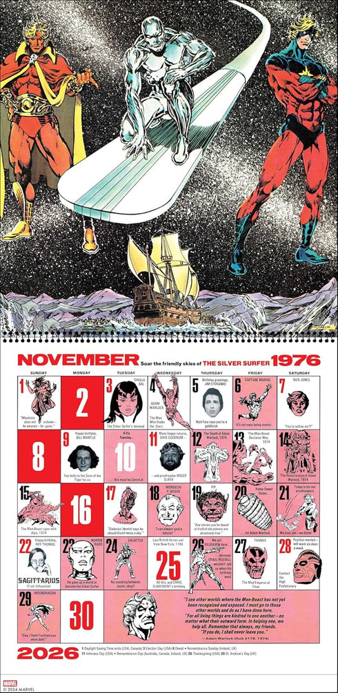 MIGHTY MARVEL 2026 WALL CALENDAR: A REISSUE OF THE 1976 CLASSIC