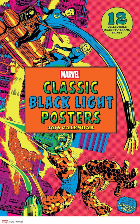 MARVEL CLASSIC BLACK LIGHT 2026 POSTER CALENDAR WITH 12 FRAMEABLE PRINTS