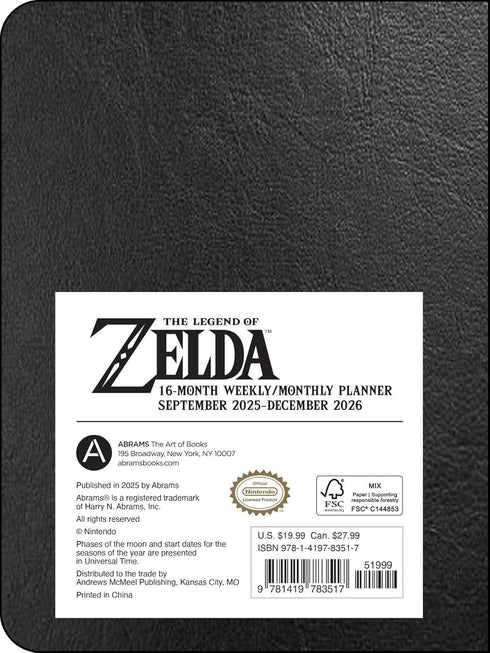 LEGEND OF ZELDA 16-MONTH 2025-2026 WEEKLY/MONTHLY