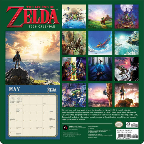 LEGEND OF ZELDA 2026 WALL CALENDAR