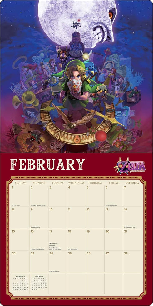 LEGEND OF ZELDA 2026 WALL CALENDAR