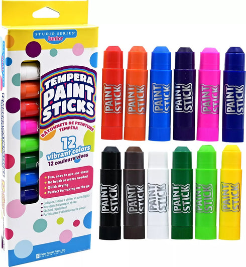 TEMPERA PAINT STICKS 12 VIBRANT COLORS