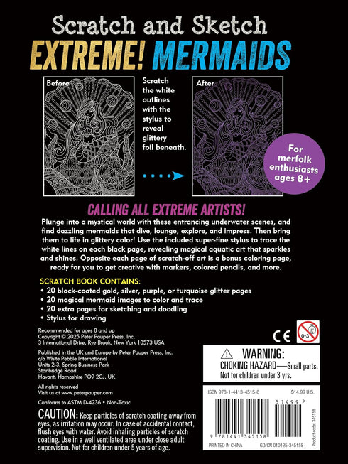SCRATCH & SKETCH EXTREME!  MERMAIDS: AN ART ACTIVITY BOOK - PETER PAUPER PRESS