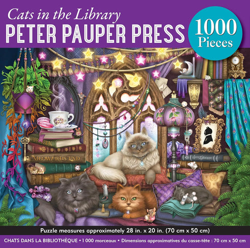 CATS IN THE LIBRARY 1000 PIECE JIGSAW PUZZLE -PETER PAUPER PRESS
