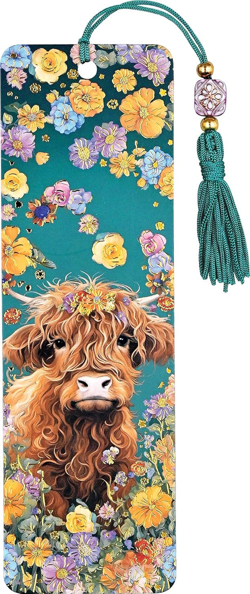HIGHLAND COW BEADED BOOKMARK - PETER PAUPER PRESS