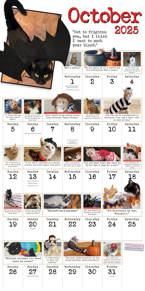 BAD CAT WALL CALENDAR 2025 - PRICHETT. HARRY