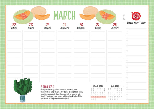 KITCHEN COMPANION PAGE-A-WEEK CALENDAR 2026