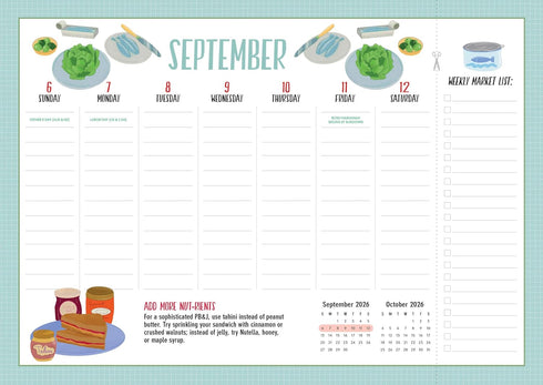 KITCHEN COMPANION PAGE-A-WEEK CALENDAR 2026