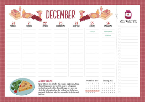 KITCHEN COMPANION PAGE-A-WEEK CALENDAR 2026