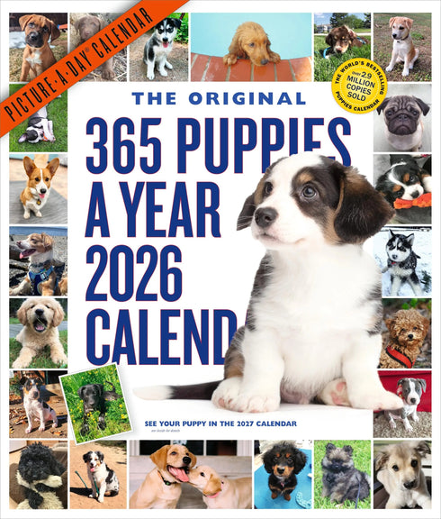 365 PUPPIES-A-YEAR PICTURE-A-DAY® WALL CALENDAR 2026
