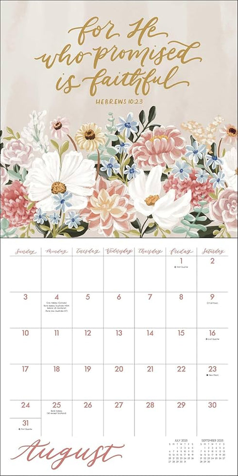 Scriptures And Florals 2025 Wall Calendar