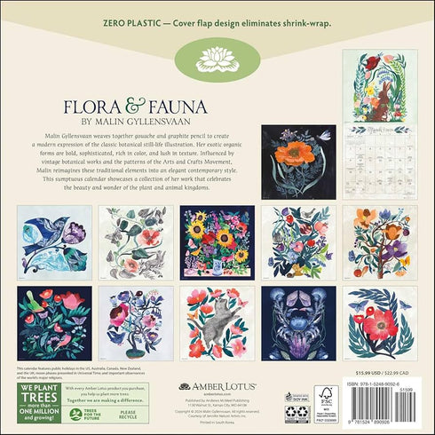 FLORA & FAUNA BY MALIN GYLLENSVAAN 2025 WALL CALENDAR