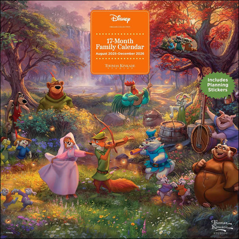 DISNEY DREAMS BY THOMAS KINKADE STUDIOS 17-MONTH 2025-2026 FAMILY WALL CALENDAR