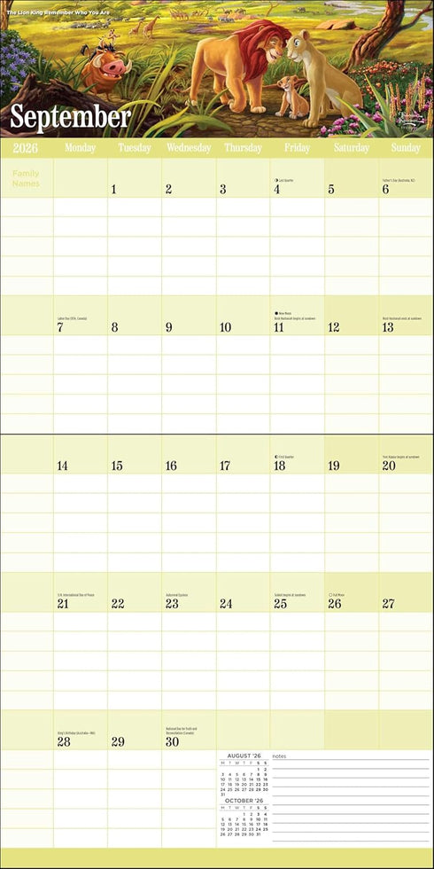 DISNEY DREAMS BY THOMAS KINKADE STUDIOS 17-MONTH 2025-2026 FAMILY WALL CALENDAR