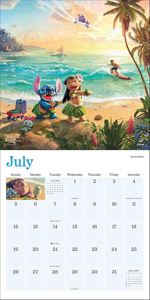 DISNEY DREAMS COLLECTION BY THOMAS KINKADE STUDIOS 2026 MINI WALL CALENDAR