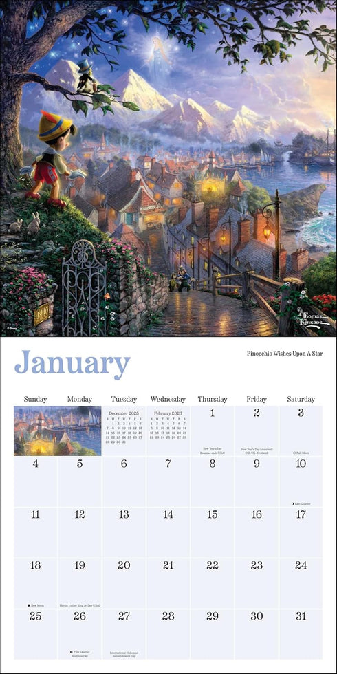 DISNEY DREAMS COLLECTION BY THOMAS KINKADE STUDIOS 2026 WALL CALENDAR