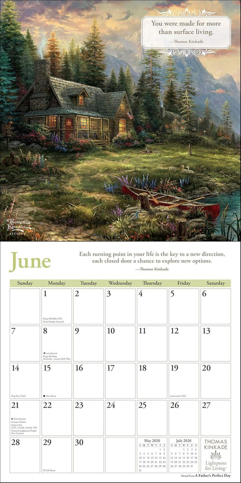 THOMAS KINKADE LIGHTPOSTS FOR LIVING 2026 WALL CALENDAR