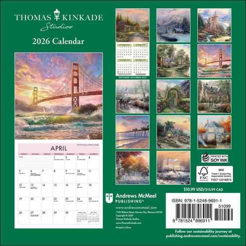 THOMAS KINKADE STUDIOS 2026 MINI WALL CALENDAR