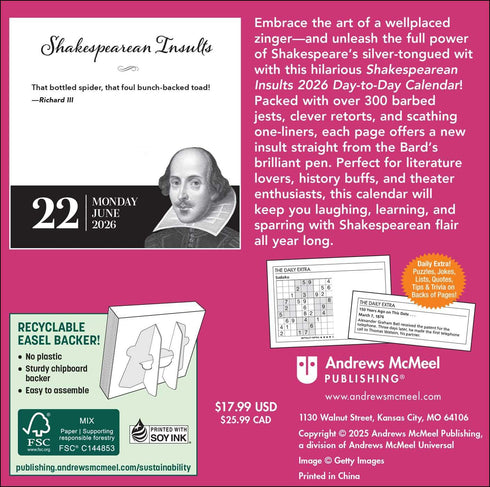 SHAKESPEAREAN INSULTS 2026 DAY-TO-DAY CALENDAR