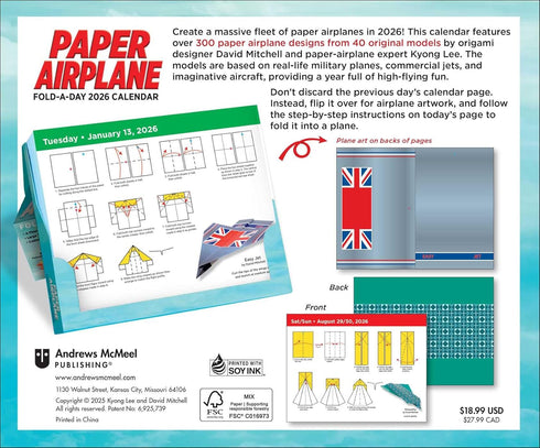 PAPER AIRPLANE 2026 FOLD-A-DAY CALENDAR