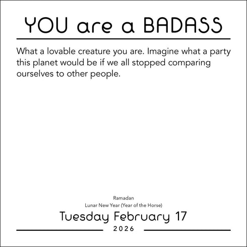 YOU ARE A BADASS 2026 DAY-TO-DAY CALENDAR