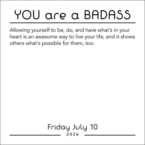 YOU ARE A BADASS 2026 DAY-TO-DAY CALENDAR
