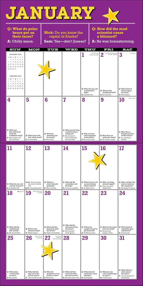 LAUGH-OUT-LOUD JOKES 2026 WALL CALENDAR