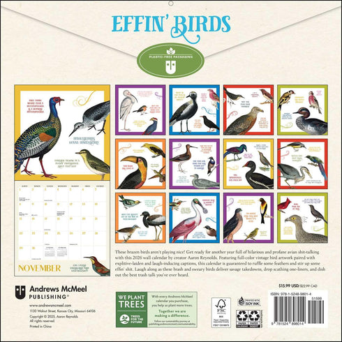 EFFIN' BIRDS 2026 WALL CALENDAR