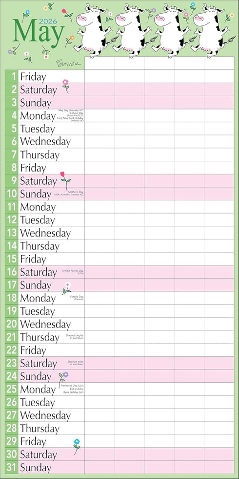 SANDRA BOYNTON'S 17-MONTH 2025-2026 MY FAMILY WALL CALENDAR