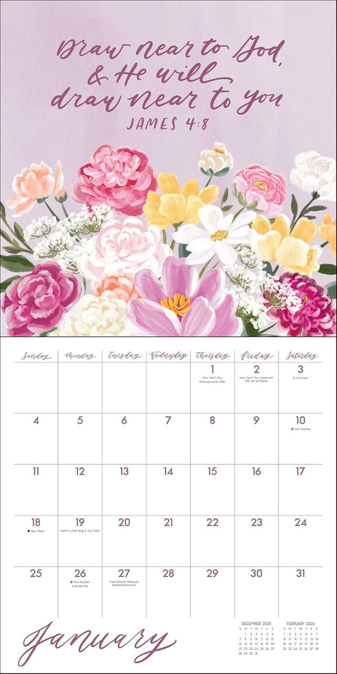 SCRIPTURES AND FLORALS 2026 WALL CALENDAR