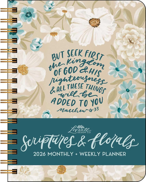 SCRIPTURES AND FLORALS 12-MONTH 2026 HARDCOVER MONTHLY/WEEKLY PLANNER CALENDAR