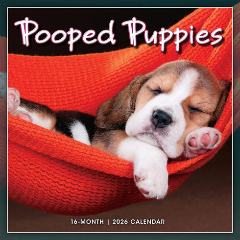 2026 POOPED PUPPIES 12X12 WALL CALENDAR