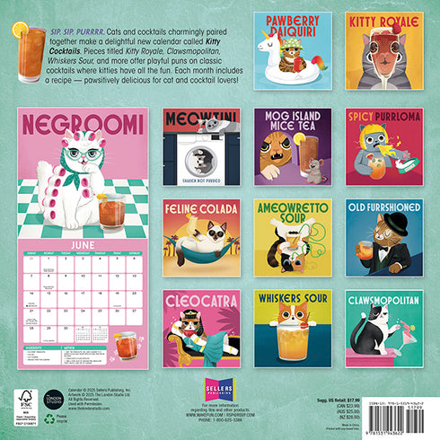 2026 KITTY COCKTAILS 12X12 WALL CALENDAR