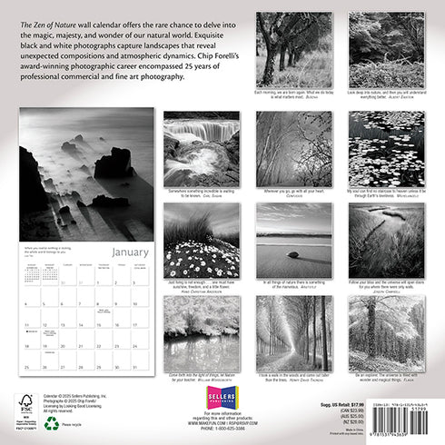2026 THE ZEN OF NATURE 12X12 WALL CALENDAR - FORELLI. CHIP