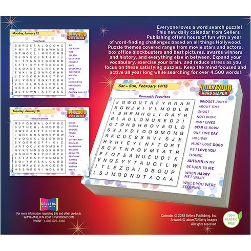 2026 HOLLYWOOD WORD SEARCH DAILY BOXED CALENDAR