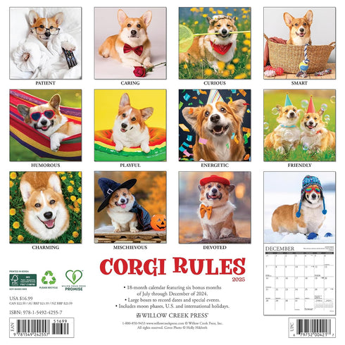 CORGI RULES 2025 WALL CALENDAR - WILLOW CREEK PRESS